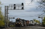 NS 29G, ex 21M, heads west on LEHL's MAIN 1 with TOFCs & COFCs